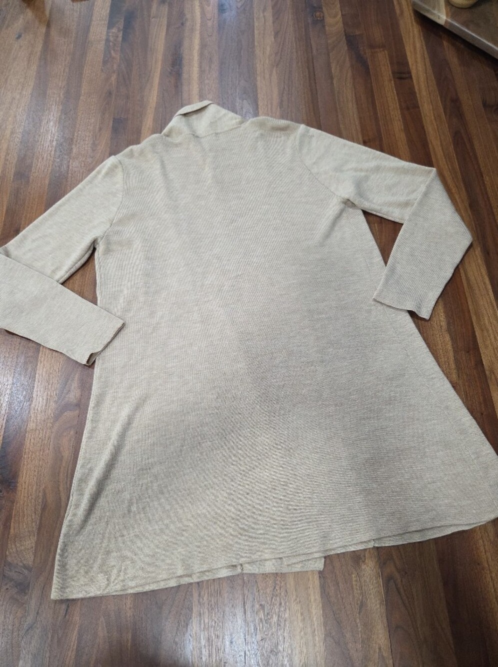 Orvis Beige Open Long Line Wool Cardigan Sweater Pockets  Size XL - Picture 2 of 9